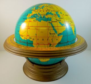 1970s VINTAGE ANTIQUE CRAMS 12 INCH BEGINNER GLOBE WORLD MAP WITH 