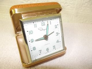 Vintage Ingraham Travel Alarm Clock In Folding Case Made in USA