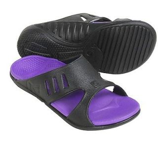 Womens Spenco Fusion Black Purple Sports Pool Deck Boat Water Sandals 