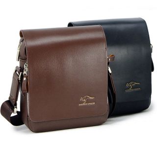 KANGAROO Men fashion small black brown leather shoulder bag Briefcase 