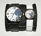 NEW MARC BY MARC JACOBS HIS&HER BLACK&WHITE LEATHER BAND WATCH GIFT 