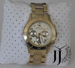 NEW MARC BY MARC JACOBS ROCK GOLD TONE CHRONOGRAGH WATCH MBM3188