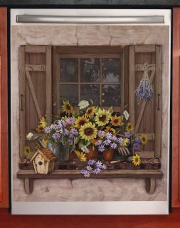 Fall Sunflowers Window Scene Dishwasher Cover