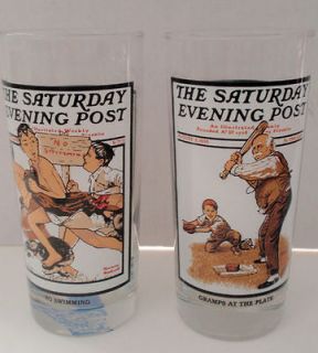 Arbys Norman Rockwell The Saturday Evening Post Glasses No Swimming 