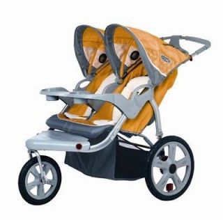   InSTEP Grand Safari Swivel Double Jogging Stroller In Yellow and Gray