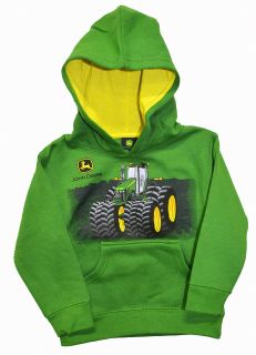 John Deere Little Boys Screenprinted Tractor Green Hooded Sweatshirt