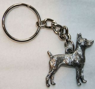 RAT TERRIER Dog Fine Pewter Keychain Key Chain Ring