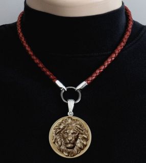 Great Spirit Lion of Kuramongo Medallion DCJ Choker Necklace Leather 