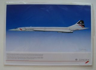 British Airways Concorde Picture 8 1/2 x 12 w/Specs