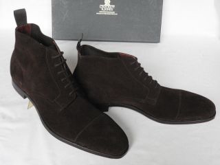 Crockett Jones SEVERN Dark Brown Suede Cap Toe Ankle Boots UK 9.5 10 