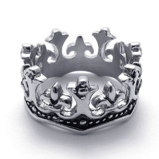 Stainless Steel Fleur de Lis Crown Ring Size 8,9,10,11,12 RS014