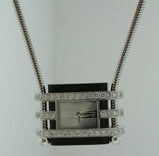 NEW Van Cleef & Arpels 18k White Gold Necklace Watch 