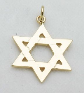 NEW 14k yellow gold Jewish star of David pendant charm handmade solid