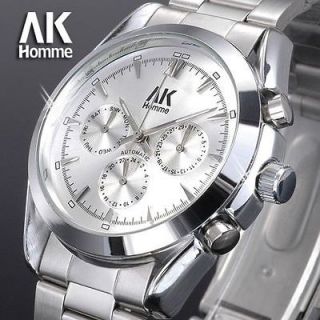   stainless steel army military Day Date Mechanical Mens Wrist Watch