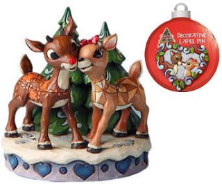 NIB Jim Shore Rudolph Reindeer and Clarice Figurine w. FREE Lapel Pin