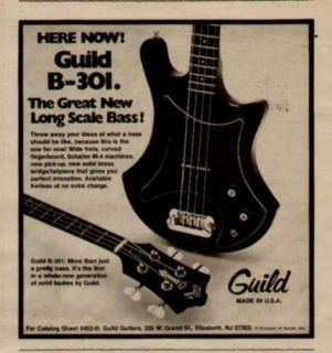 1977 THE B 301 GUILD BASS GUITAR AD