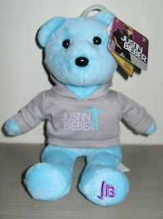 Justin Bieber Plushie Bear with Skateboard Image Hoodie   NWT Beanie 