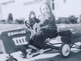 Vintage Snapshot Photo HAMILTON PEDAL TRACTOR boy riding toy 1963