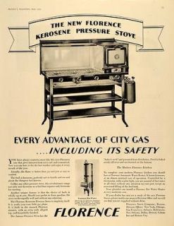 1928 Ad Florence Stove Co Kerosene Pressure Kitchen   ORIGINAL 