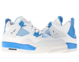 Nike Air Jordan Retro 4 IV White/Military Blue Big Kids (GS) Shoes 