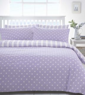 Lilac & White Polka Dot Spot Discount Bedding Sets / Bed Linen