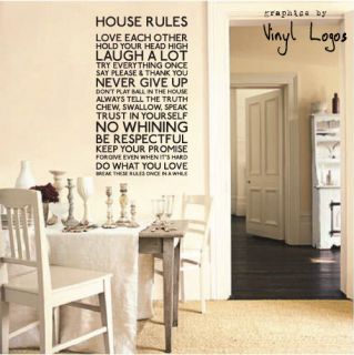 HOUSE RULES KITCHEN ART MURAL STENCIL WALL STICKER TRANSFER VINYL 