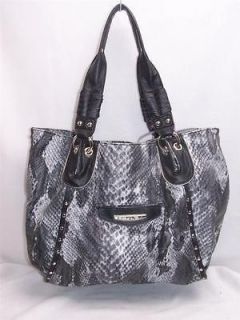 Kathy Van Zeeland BLACK Luxury Tote Handbag w/Ring Hardware &Studs 