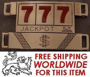 Pewter Belt Buckle gamble America at Play 777 Slot Machine Jackpot NEW