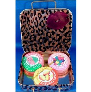 Candy Kisses Lip Balm Suitcase 3 PC Set Leopard