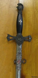 Knights Templar 1900s Ornate Ritual Sword Regalia Masonic Wooden 