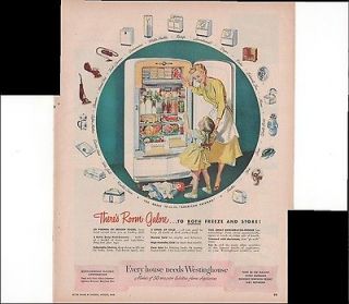 Westinghouse Refrigerator Freezer Kitchen 1948 Vintage Antique 