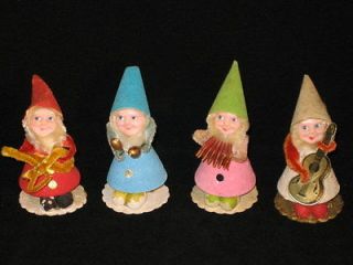 Vintage Elf Pixie Christmas Ornament Japan Gnome Musical Band Shiny 