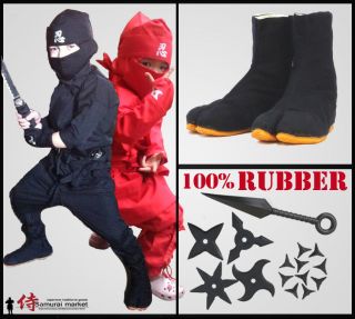 KIDS) Ninja Costume + Ninja Tabi Shoes + Rubber Throwing Stars 