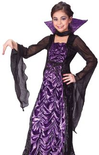 Kids Girls Evil Gothic Medieval Vampire Queen Halloween Costume
