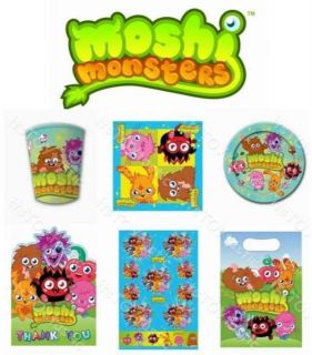 MOSHI MONSTERS Kids Birthday Party items tableware Balloons Invites 