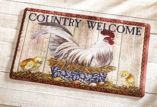   Barn Rooster Welcome Foam Cushioned Non Skid Mat Rug Kitchen Decor