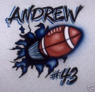 FOOTBALL AIRBRUSHED T  SHIRT PERSONALIZED NEW ADULT S,M,L,XL NEW