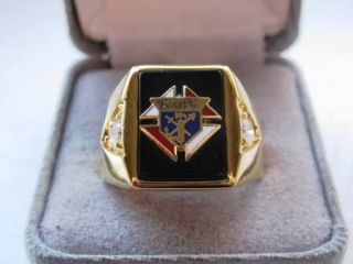 Superb NEW Mens Knights of Columbus Crest Gold Ring