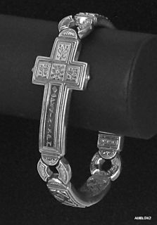 New KONSTANTINO Mens 925 Sterling Silver Hinged DARE Cross Bracelet