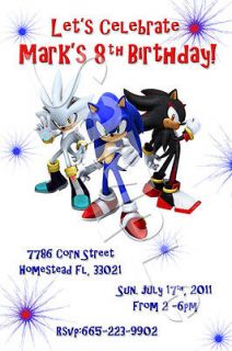 Sonic The Hedgehog Video Game Custom Birthday Photo Invitations 