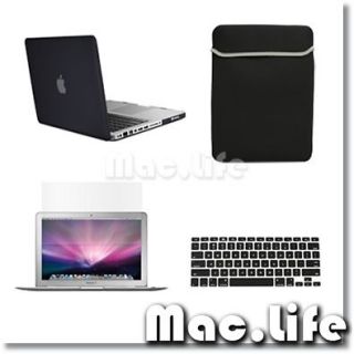 4in1 Rubberized BLACK Case for Macbook PRO 13 + Keyboard Cover +LCD 