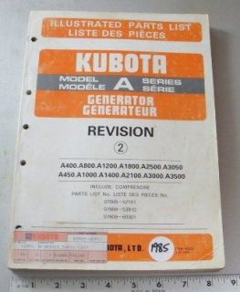 KUBOTA PARTS MANUAL   A400 / A450 / A500 / A800 / A1000 / A1200 and 