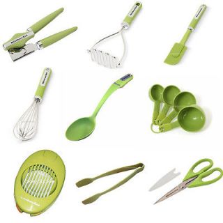   SHIP KitchenAid Assorted GREEN APPLE Can Opener Scissors Spatula Whisk