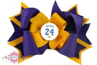 Kobe Bryant Jersey Hair Bow on Alligator Clip Los Angeles Lakers NBA
