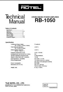 ROTEL RB1050 RB 1050 AMP   SERVICE MANUAL    Paper