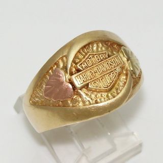   Davidson 10K Black Hills Gold Mens Bar & Shield Ring Size 11 Stamper