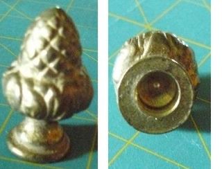 VINTAGE BRASS ACORN FINIAL for Lamp or Clock 1.5 x 1 Inches NOS