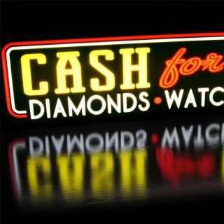BRIGHT We Buy Gold, Diamonds, Silver & Watches light Box Sign Neon Alt 