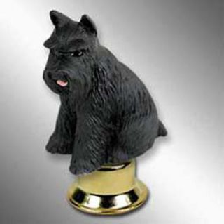 Schnauzer Dog Figurine Lamp Light Finial Hand Painted Black