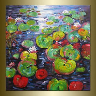XiMing Water Lily Floral hand painted oil painting bestbid_mall SF275